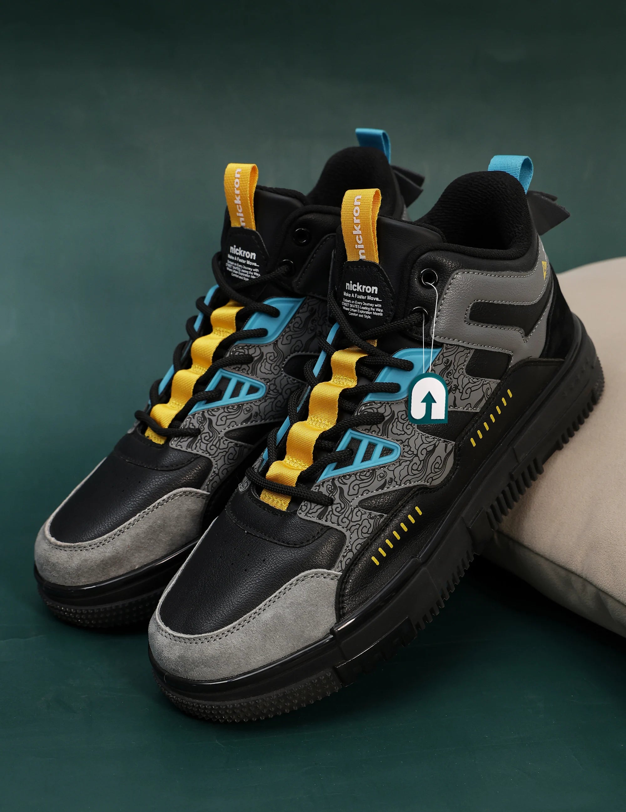 Street Skate 2.0 Black Mid Top Premium Flat Sole Sneakers